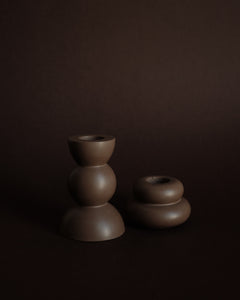 Candleholder duo in Chocolate